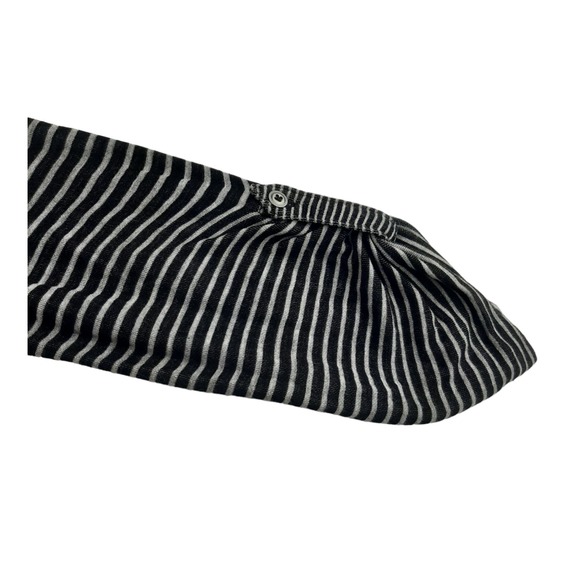 J Jill Women's Black Grey Stripe Collared Long Sleeve Tunic Top Lightweight M - Picture 3 of 7